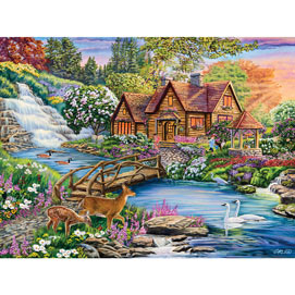 300 pc Spring Sunset Jigsaw by Artist Alan Giana 300 Large Piece Jigsaw Puzzle for Adults Bits and Pieces Heaven on Earth